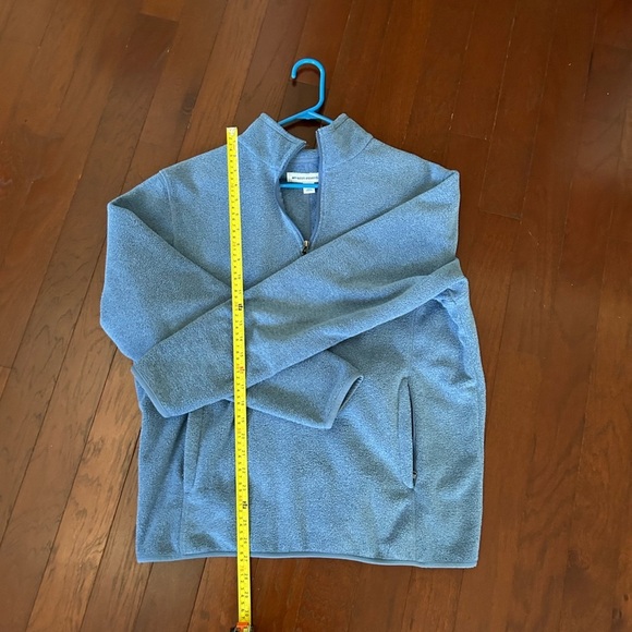 Amazon essentials fleece jacket quarterzip size L blue zipper pockets like new - Picture 2 of 7